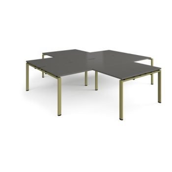 Adapt back to back 4 desk cluster 2800mm x 1600mm with 800mm return desks - green frame storm grey top - ER28168-GN-OG