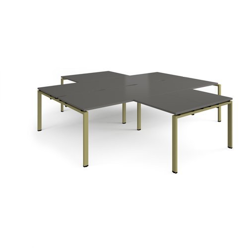 Adapt back to back 4 desk cluster 2800mm x 1600mm with 800mm return desks - green frame storm grey top - ER28168-GN-OG