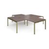 Adapt back to back 4 desk cluster 2800mm x 1600mm with 800mm return desks - green frame Walnut top - ER28168-GN-W