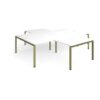Adapt back to back 4 desk cluster 2800mm x 1600mm with 800mm return desks - green frame White Top - ER28168-GN-WH