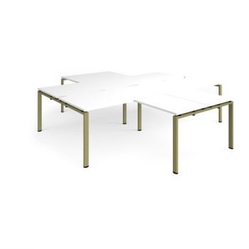 Adapt back to back 4 desk cluster 2800mm x 1600mm with 800mm return desks - green frame White Top - ER28168-GN-WH