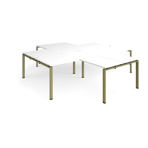 Adapt back to back 4 desk cluster 2800mm x 1600mm with 800mm return desks - green frame White Top - ER28168-GN-WH