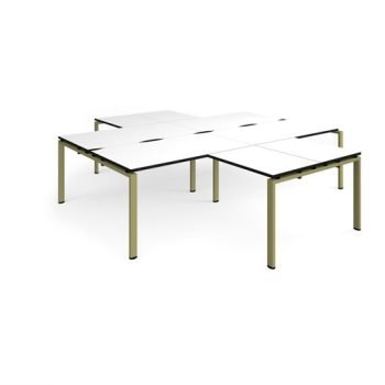 Adapt back to back 4 desk cluster 2800mm x 1600mm with 800mm return desks - green frame White Top black edge - ER28168-GN-WK