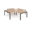 Adapt back to back 4 desk cluster 2800mm x 1600mm with 800mm return desks - black frame Beech top - ER28168-K-B