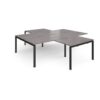 Adapt back to back 4 desk cluster 2800mm x 1600mm with 800mm return desks - black frame Grey Oak Top - ER28168-K-GO