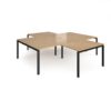 Adapt back to back 4 desk cluster 2800mm x 1600mm with 800mm return desks - black frame Oak Top - ER28168-K-O