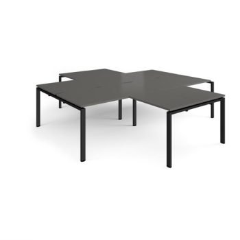 Adapt back to back 4 desk cluster 2800mm x 1600mm with 800mm return desks - black frame storm grey top - ER28168-K-OG