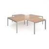 Adapt back to back 4 desk cluster 2800mm x 1600mm with 800mm return desks - silver frame Beech top - ER28168-S-B