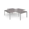 Adapt back to back 4 desk cluster 2800mm x 1600mm with 800mm return desks - silver frame Grey Oak Top - ER28168-S-GO