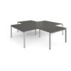 Adapt back to back 4 desk cluster 2800mm x 1600mm with 800mm return desks - silver frame storm grey top - ER28168-S-OG