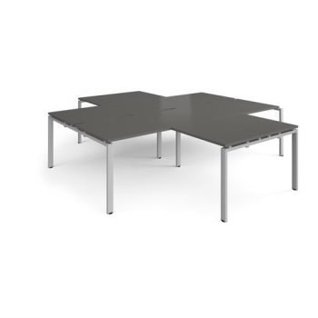 Adapt back to back 4 desk cluster 2800mm x 1600mm with 800mm return desks - silver frame storm grey top - ER28168-S-OG