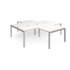 Adapt back to back 4 desk cluster 2800mm x 1600mm with 800mm return desks - silver frame White Top with oak edge - ER28168-S-WO
