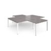 Adapt back to back 4 desk cluster 2800mm x 1600mm with 800mm return desks - white frame Grey Oak Top - ER28168-WH-GO