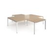 Adapt back to back 4 desk cluster 2800mm x 1600mm with 800mm return desks - white frame Kendal Oak Top - ER28168-WH-KO