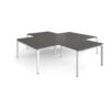 Adapt back to back 4 desk cluster 2800mm x 1600mm with 800mm return desks - white frame storm grey top - ER28168-WH-OG