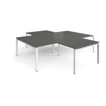 Adapt back to back 4 desk cluster 2800mm x 1600mm with 800mm return desks - white frame storm grey top - ER28168-WH-OG