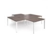 Adapt back to back 4 desk cluster 2800mm x 1600mm with 800mm return desks - white frame Walnut top - ER28168-WH-W