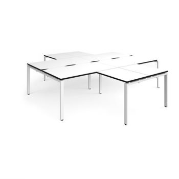 Adapt back to back 4 desk cluster 2800mm x 1600mm with 800mm return desks - white frame White Top black edge - ER28168-WH-WK