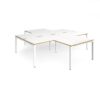 Adapt back to back 4 desk cluster 2800mm x 1600mm with 800mm return desks - white frame White Top with oak edge - ER28168-WH-WO