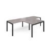 Adapt double straight desks 2800mm x 800mm with 800mm return desks - black frame Grey Oak Top - ER2888-K-GO