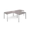 Adapt double straight desks 2800mm x 800mm with 800mm return desks - silver frame Grey Oak Top - ER2888-S-GO