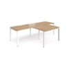 Adapt double straight desks 2800mm x 800mm with 800mm return desks - white frame Oak Top - ER2888-WH-O