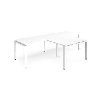 Adapt double straight desks 2800mm x 800mm with 800mm return desks - white frame White Top - ER2888-WH-WH