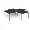 Adapt back to back 4 desk cluster 3200mm x 1600mm with 800mm return desks - green frame black top - ER32168-GN-BK