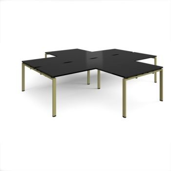 Adapt back to back 4 desk cluster 3200mm x 1600mm with 800mm return desks - green frame black top - ER32168-GN-BK