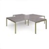 Adapt back to back 4 desk cluster 3200mm x 1600mm with 800mm return desks - green frame Grey Oak Top - ER32168-GN-GO
