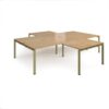 Adapt back to back 4 desk cluster 3200mm x 1600mm with 800mm return desks - green frame Oak Top - ER32168-GN-O