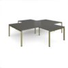 Adapt back to back 4 desk cluster 3200mm x 1600mm with 800mm return desks - green frame storm grey top - ER32168-GN-OG