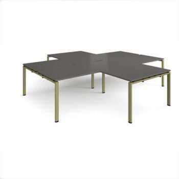 Adapt back to back 4 desk cluster 3200mm x 1600mm with 800mm return desks - green frame storm grey top - ER32168-GN-OG