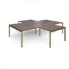 Adapt back to back 4 desk cluster 3200mm x 1600mm with 800mm return desks - green frame Walnut top - ER32168-GN-W