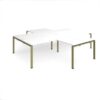 Adapt back to back 4 desk cluster 3200mm x 1600mm with 800mm return desks - green frame White Top - ER32168-GN-WH