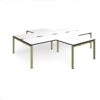 Adapt back to back 4 desk cluster 3200mm x 1600mm with 800mm return desks - green frame White Top black edge - ER32168-GN-WK