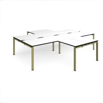 Adapt back to back 4 desk cluster 3200mm x 1600mm with 800mm return desks - green frame White Top black edge - ER32168-GN-WK