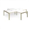 Adapt back to back 4 desk cluster 3200mm x 1600mm with 800mm return desks - green frame White Top oak edge - ER32168-GN-WO