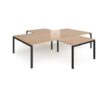Adapt back to back 4 desk cluster 3200mm x 1600mm with 800mm return desks - black frame Beech top - ER32168-K-B