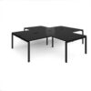 Adapt back to back 4 desk cluster 3200mm x 1600mm with 800mm return desks - black frame black top - ER32168-K-BK