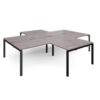 Adapt back to back 4 desk cluster 3200mm x 1600mm with 800mm return desks - black frame Grey Oak Top - ER32168-K-GO