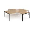Adapt back to back 4 desk cluster 3200mm x 1600mm with 800mm return desks - black frame Oak Top - ER32168-K-O