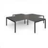 Adapt back to back 4 desk cluster 3200mm x 1600mm with 800mm return desks - black frame storm grey top - ER32168-K-OG