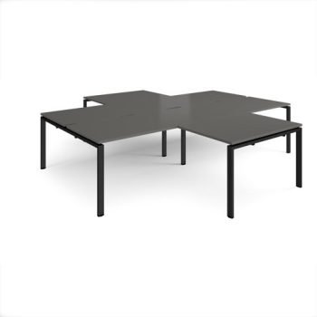 Adapt back to back 4 desk cluster 3200mm x 1600mm with 800mm return desks - black frame storm grey top - ER32168-K-OG