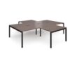 Adapt back to back 4 desk cluster 3200mm x 1600mm with 800mm return desks - black frame Walnut top - ER32168-K-W