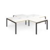 Adapt back to back 4 desk cluster 3200mm x 1600mm with 800mm return desks - black frame White Top with oak edge - ER32168-K-WO