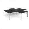 Adapt back to back 4 desk cluster 3200mm x 1600mm with 800mm return desks - silver frame black top - ER32168-S-BK