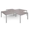 Adapt back to back 4 desk cluster 3200mm x 1600mm with 800mm return desks - silver frame Grey Oak Top - ER32168-S-GO