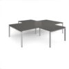 Adapt back to back 4 desk cluster 3200mm x 1600mm with 800mm return desks - silver frame storm grey top - ER32168-S-OG