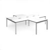 Adapt back to back 4 desk cluster 3200mm x 1600mm with 800mm return desks - silver frame White Top black edge - ER32168-S-WK
